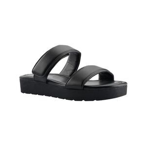 MARC FISHER Womens Black Double Strap Kina Round Toe Sandals Shoes 11 M
